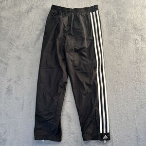 Vintage Adidas Track Pants Mens Small Full Side Zip Mesh Lined Black 3 Stripe